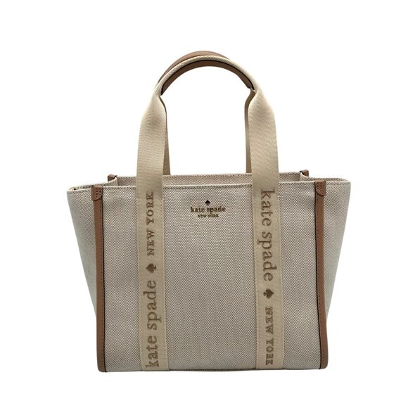 Kate Spade Beige Canvas Kip Convertible Tote Bag - Picture 1 of 11